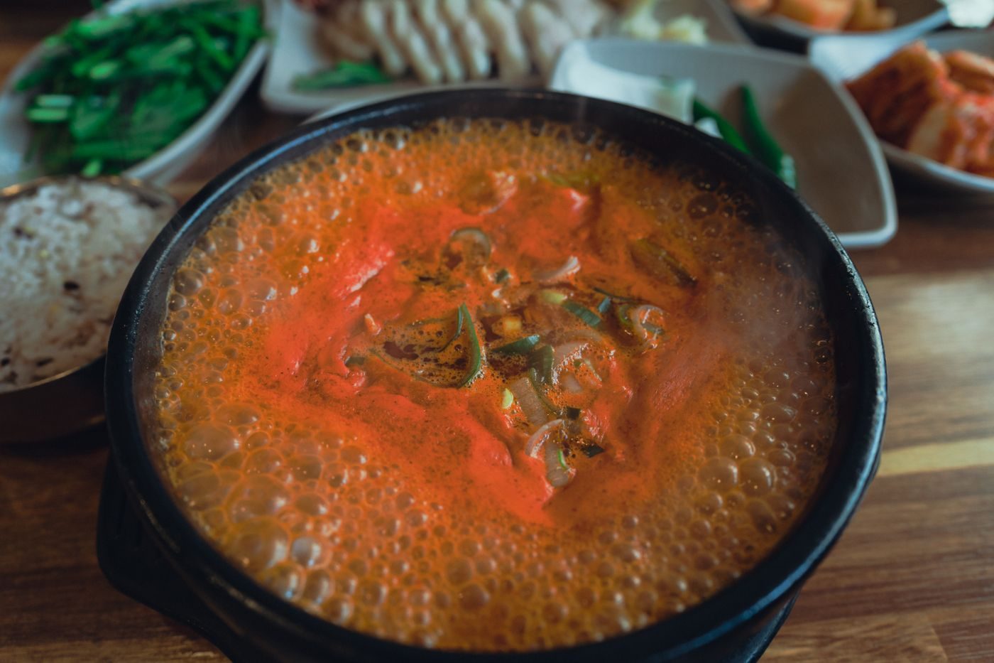 Korean stew with side dishes